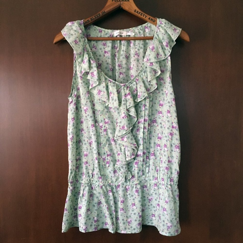 Blue Bird boutique mint peplum ruffle top L (runs small)